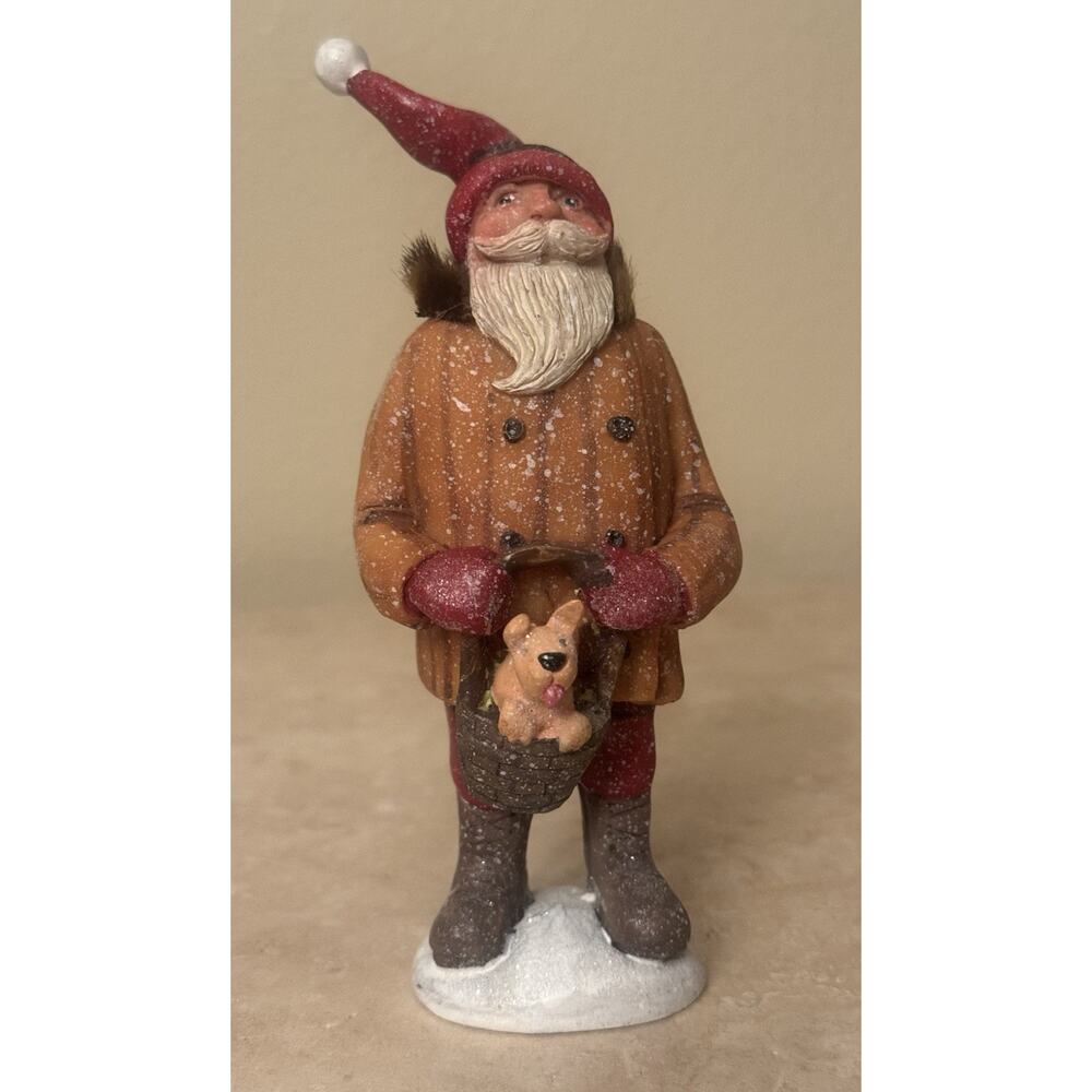 DEMDACO Patchwork Christmas Santa Figurine Laura Benge 2015 Resin 6"